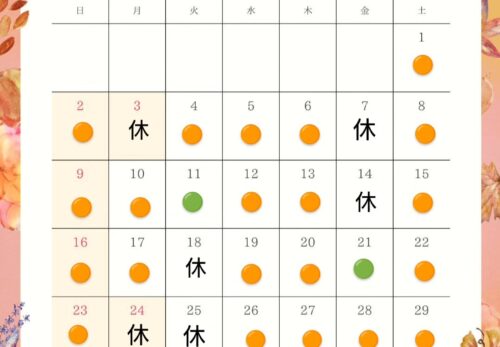 11月の予約受付日